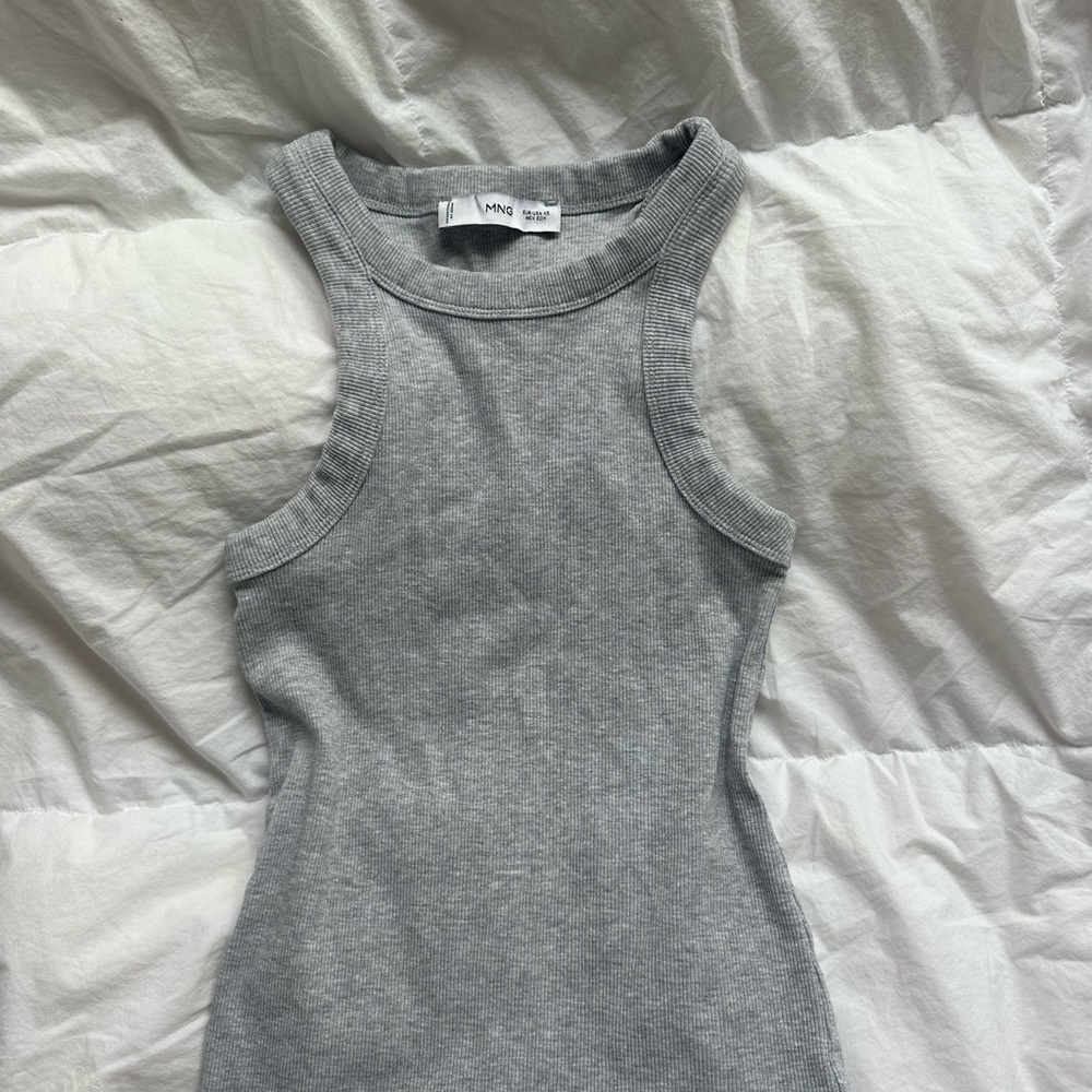Gray Ribbed Tank Top